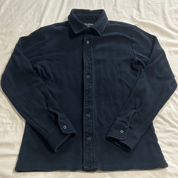 Slate & Stone Other - Slate & Stone Mens Navy Blue Ribbed Cotton Button Down Shirt Small Long Sleeve